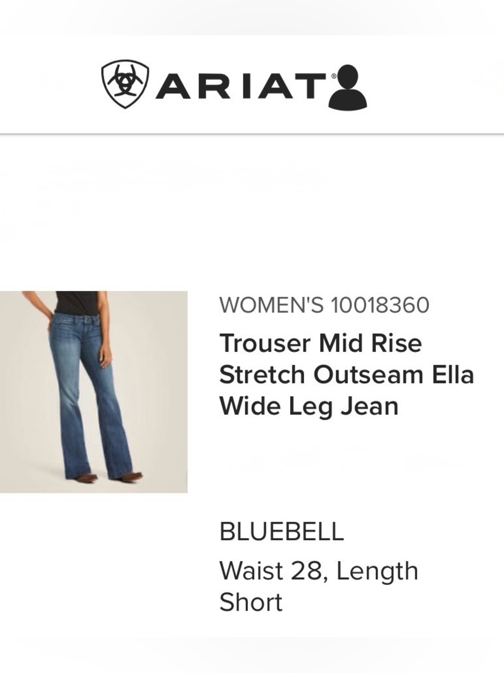 Ariat Trouser Mid Rise Stretch Outseam Ella Wide Leg Jean - Picture 6 of 6